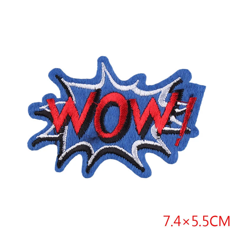 Нашивки с надписью WOW наклейки термоклейкая аппликация для одежды вышивкой