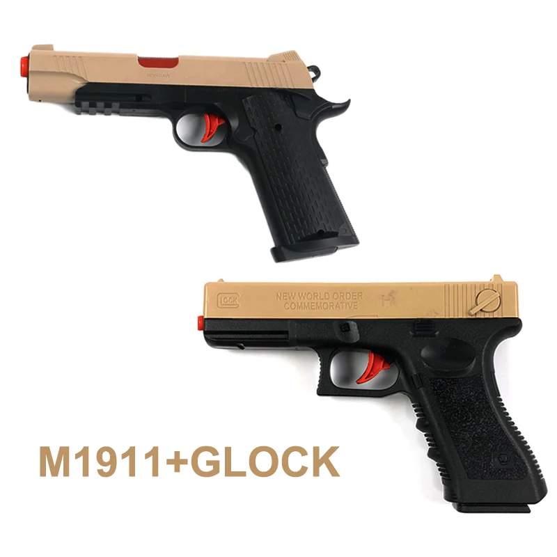 2 шт пластиковый пистолет Glock M1911 с водяным пулем, оружие, игрушка для детей, для мальчиков, винтовка, пистолет, пейнтбол, уличные игрушки, пистолет для стрельбы, детский подарок - Цвет: glock with 1911