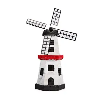 

Solar Windmill with Led Lights Rotating Fan Garden Decorations Service Desk Statue Decorative Night Lights R8Y4