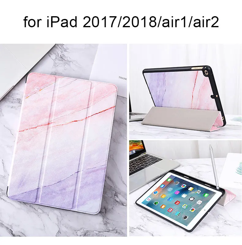 Защитный чехол iPadmini5 со слотом для ручки iPad5/6 shell Air1/Air2/Air3 Защитная крышка для ручки вставка для хранения Pro10.5 силикон - Цвет: powder 17 18 AIR1 2