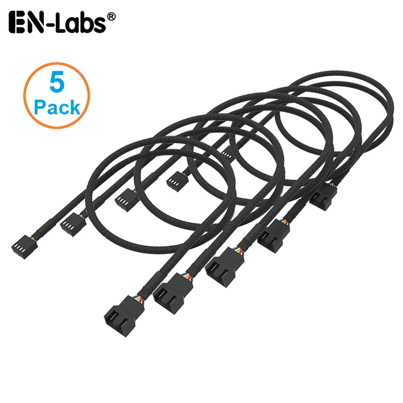 

5 Pack 4 Pin PWM Fan Power Extension Cable w/ Sleeved Braided,CPU Cooler 4Pin Male to Female Adapter Cord for 4 Pin 3 Pin Case