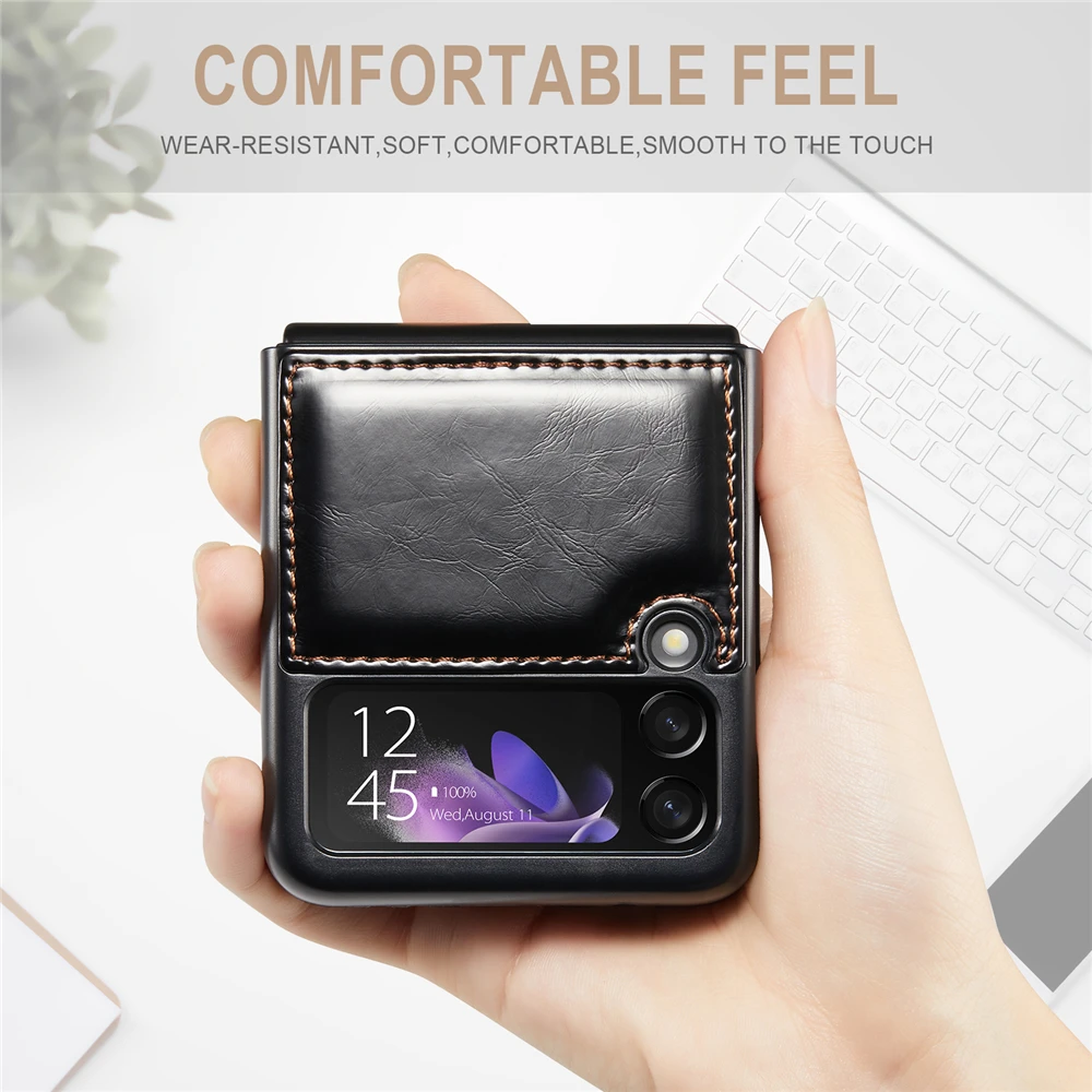 Vintage Business Leather Cover For Samsung Galaxy Z Flip 3 5G 2021 Case Camera Protection Shockproof Phone Cases Coque Fundas | Мобильные