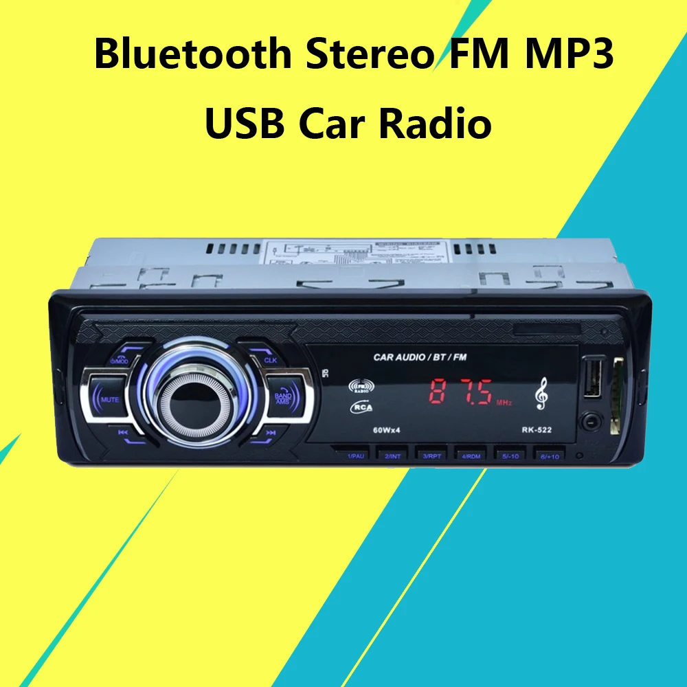 自動ラジオプレーヤー,12V,1Din,Bluetooth,ステレオ,FM,mp3,オーディオ充電器,USB,自動電子機器,RK-522
