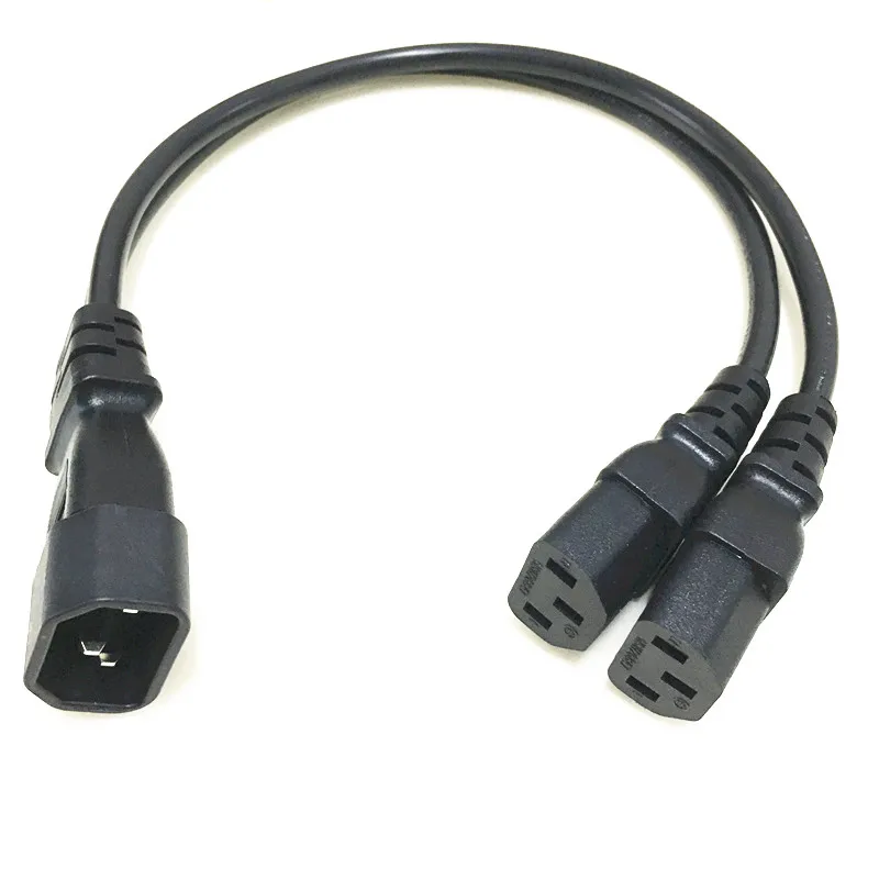 Single C14 to Dual C13 5-13R Short Power Y Type Splitter Adapter Cable Cord 30cm |