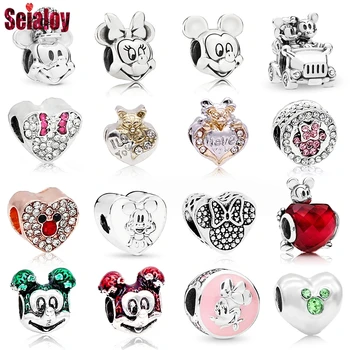 

2Pcs Cartoon Anime Animal Heart Bead Two-tone Charm Fit Men Women Original Brands Bracelet Bangle Necklace Jewelry Gifts