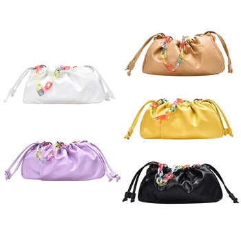

Solid Color Shoulder Bags Chain Tote Handbags PU Leather Purse Women Crossbody Classic Elegant Crossbody Shoulder Bag