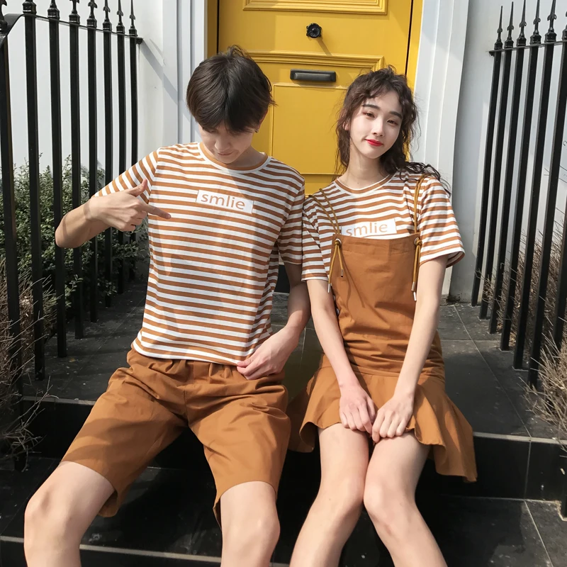 Pareja A Juego Enamorados Novios Y Novias Rayas Camiseta Vestidos