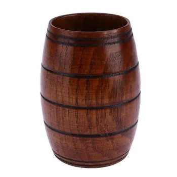 

Jujube Wooden Barrel Shaped Beer Mug,Classical Wooden Drinking Cup