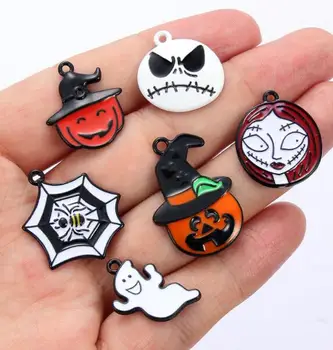 

60 Pcs Halloween pumpkin Charm Necklace/Bracelet/Earrings Pendants DIY Jewelry Making Accessories