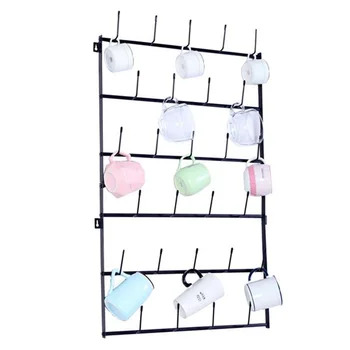 

Wall Mounted Home Storage Mug Hooks with 6-Tier Display Organizer
