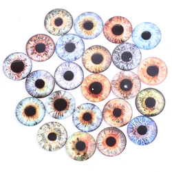 48pcs Mixed Pattern Eye Photo Glass Cabochon 14mm Thin Flat Back Diy For Jewelry Making