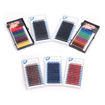 

THINKSHOW C D Curl 0.07 0.10 Rainbow Color Lash Eyelash Extension Ombre 3D Mink Natural Cilias Mink Individual Eyelash Extension
