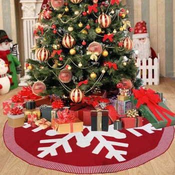 

Christmas Tree Skirt Big Snowflake Elk Christmas Tree Bottom Apron Wine Red Xmas Tree Decoration Party Supplies