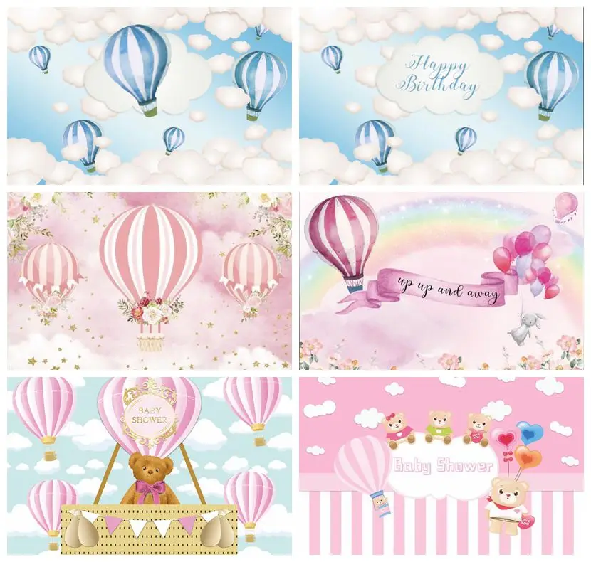 Baby Shower Cartoon Cloud Balloons Birthday Party Photography Backdrops Customized Photographic Background For Photo Studio | Электроника