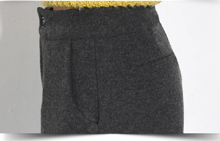 2XL полуширокие шорты для осени и зимы, шерстяные женские шорты с высокой талией, свободные женские шорты размера плюс DC47
