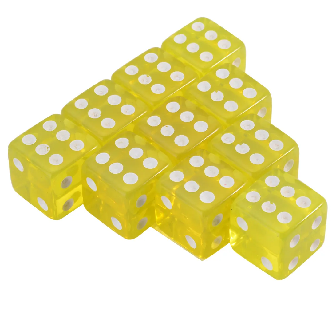 10pcs 16mm 8 Colors Acrylic Transparent Straight Corner Dice Portable Role Playing Game Poker Outdoor Dice Funny Clear Dices