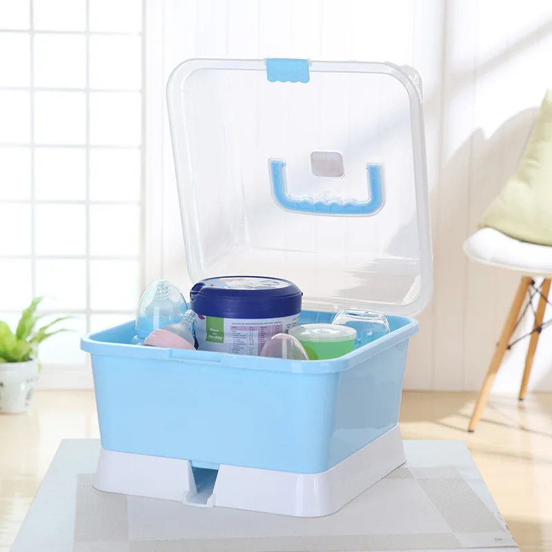 

Feeding Bottle Drying Draining Shelf Hand Lid Sealed Feeding Bottle Storage Box Baby Tableware Storage Box Manufacturers Direct