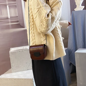 

Fashion Crocodile Crossbody Bags Women PU Leather Classic Durable Chain Retro Shoulder Messenger Daily Small Handbags
