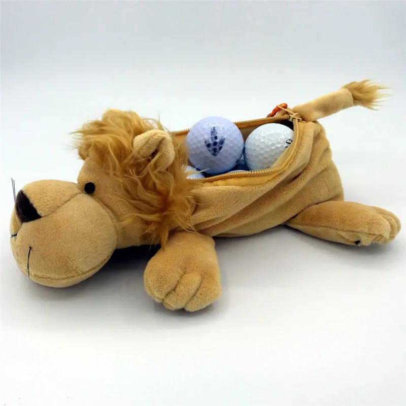 lion light brown Многофункциональные маленькие сумки для гольфа, футболки для гольфа, маркеры для ключей, забавные мультяшные животные, на молнии, сумки для гольфа, можно упаковать 5-7 шаров - Цвет: lion light brown