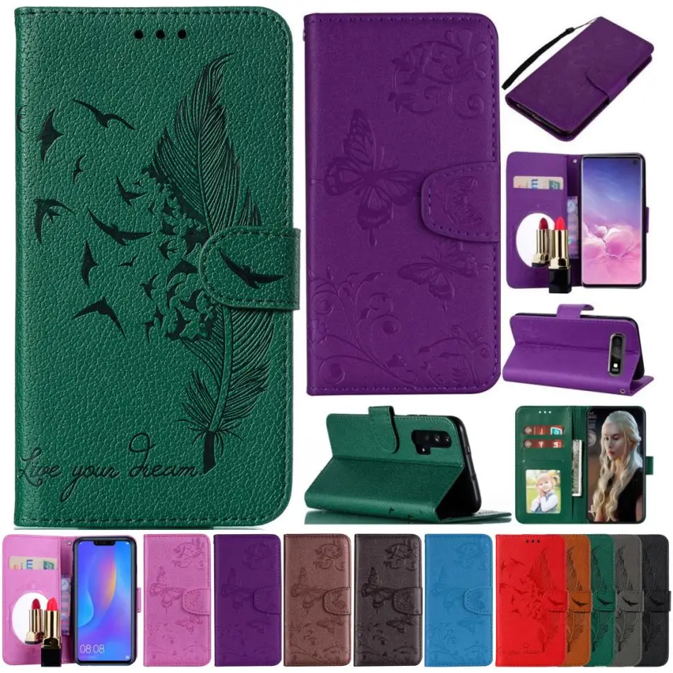 Чехол P30 Pro Cute Litchi для сумки huawei Y5 Y6 Pro Y9 Prime P20 Lite чехол с перьями для Honor 8S 8A 9X 10i 20 P Smart Z Plus E13G