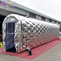 Customized 12x2x3 Meters Inflatable Straight Channel / Silver Blow-up Tunnel With LED Lights - BG-T0076 1