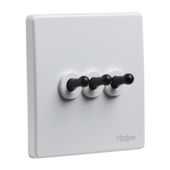 

Black Lever 3-Gang Retro 86 Type Toggle Switch 2 way Single Double Control Wall Light Personality Switch 10A22V White