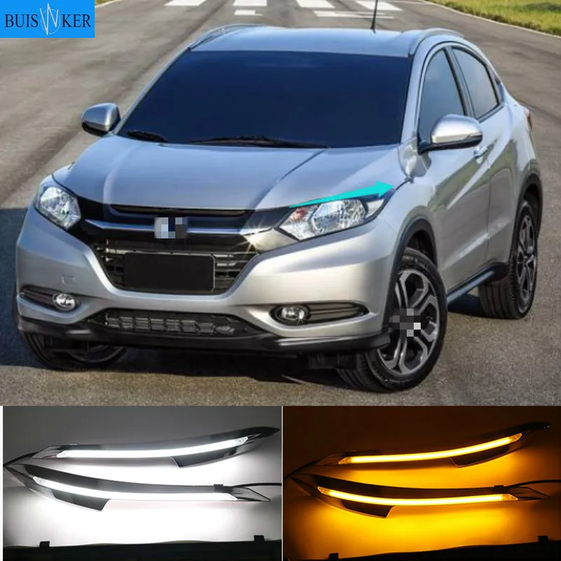 

Дневные ходовые огни для Honda HR-V HRV Vezel 2014 ~ 2017 без ошибок, светодиодные дневные ходовые огни, противотуманные фары, автомобильный Стайлинг