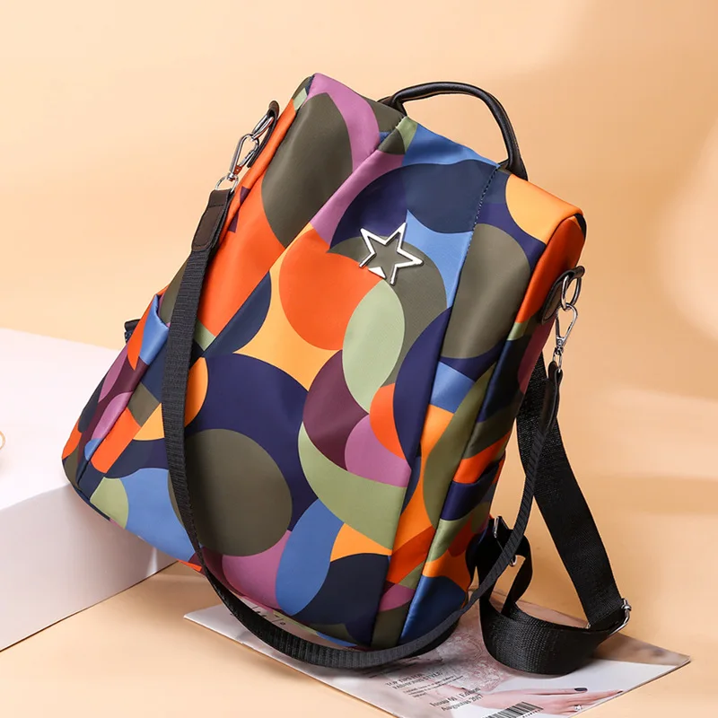 

Anti-Theft Multi-functional Backpack Women's Casual Light Large-capacity Backpack Waterproof Oxford Cloth Crossbody Bag Travel B