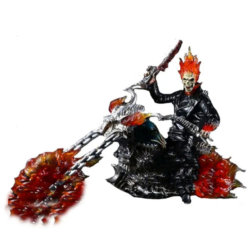 Супергерой Ghost Rider мотоцикл чрезвычайно сплав подвижный может светить Статуя Фигурка Коллекционная модель игрушки X4014