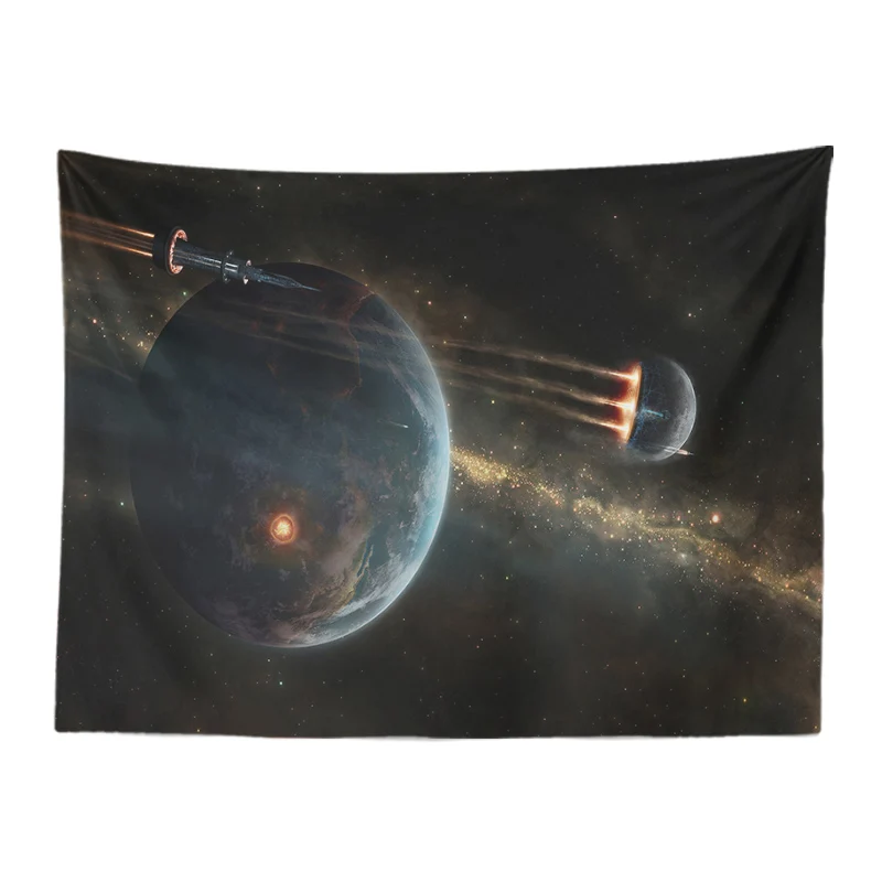 Customized Tapestry Planets Halo Meteor Explosion Wall-Mounted Living Room Decoration 130*150Cm Polyester Non-Slip Picnic Mat