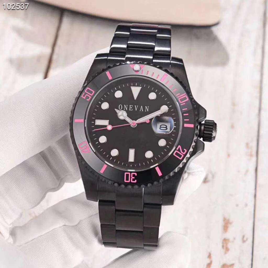 

BLAKEN PINK LDAY Men's Watch Full Black Stainless Steel Men Watches Cal.2813 Automatic Mechanical Movement 116610 Wristwatch