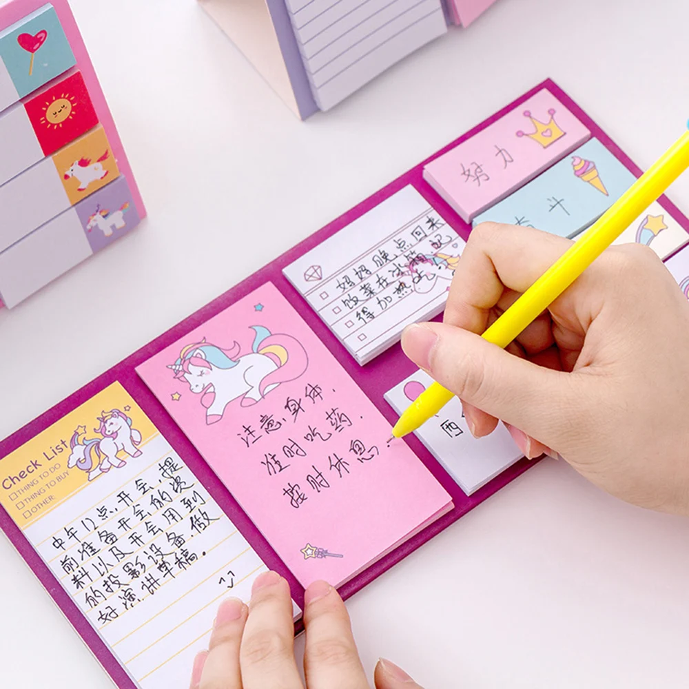

Cute Cartoon Unicorn Memo Pad Note Sticky Paper Korean Stationery Rainbow Planner Stickers Notepads School Office