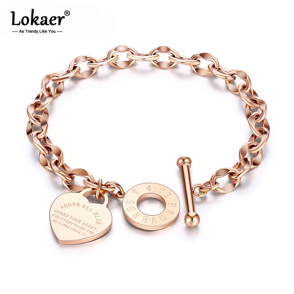 Lokaer новые браслеты из титановой стали женские ювелирные изделия о цепочка