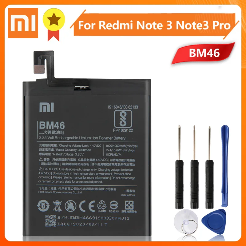 Оригинальный аккумулятор XiaoMi BM46 BM45 BM47 BM48 BM49 BM50 для Xiao mi Redmi Note3 Note 3 Pro 2 PRO 3S 3X 4X Mi Max