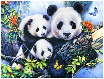 

animals diamond painting pandas family rhinestone embroidery picture mosaic art sticker decor diamond tapestry poster wall paper