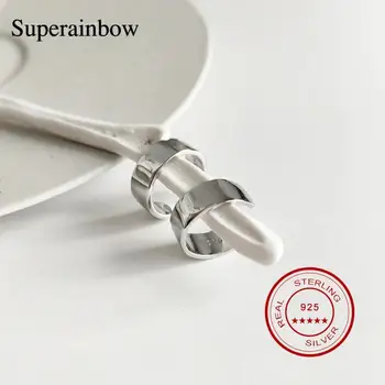 

SUPERAINBOW 925 Sterling Silver High Polish Clip On Earrings for Women Silver earcuff Without Piercing Earrings Jewelry SR-E54