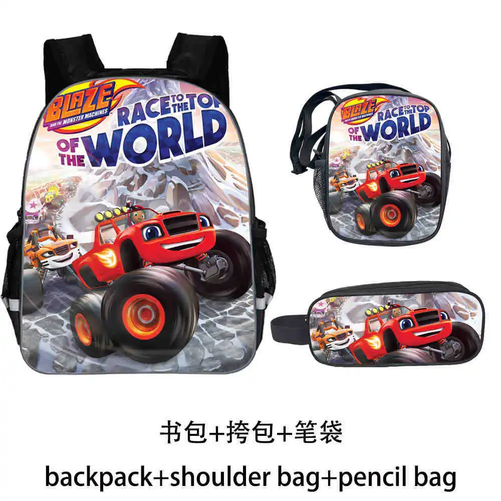 Blaze and Glory Kindergarten Schoolbag 3pcs Set Kids Backpack Child Cartoon Bookbag Children Start School Gift 13 inch | Багаж и сумки
