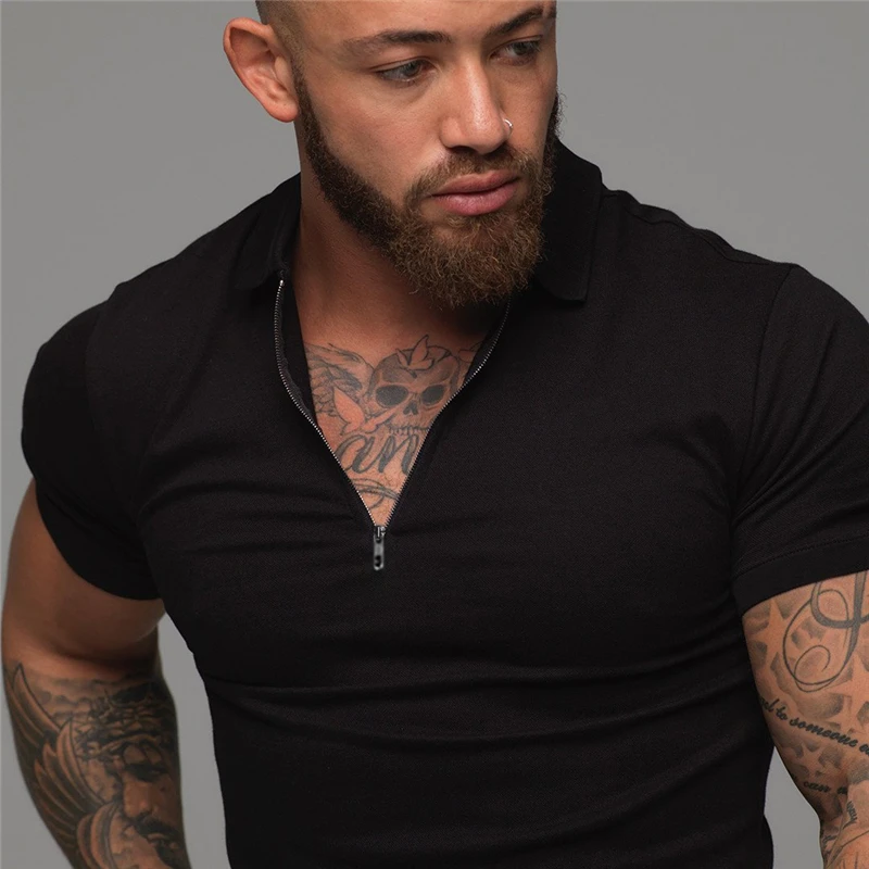

Brand Cotton Casual New Mens Short Sleeve Polo Shirts Fitness Fashion Polo Shirt Clothing Bodybuilding Trend Sport Polo Shirts