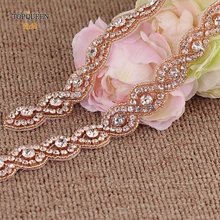 TOPQUEEN, S28-RG, розовое золото, Свадебный ремень, размеры, Маленькие стразы, тонкий пояс с кристаллами и бисером, Свадебные ремни, женский пояс с бисером