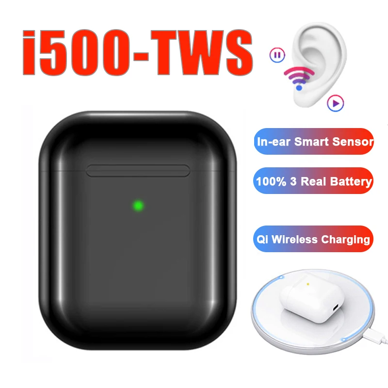 I500 TWS, черные Bluetooth наушники, Беспроводная зарядка, наушники 6D, супер бас звук, pk i20, i60, i80, i200, i800, i1000, i9000, I10000tws