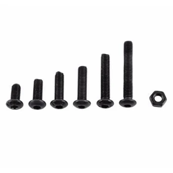 

250 Pcs/Set M3 Screws Nuts Alloy Steel Hex Socket Screws Bolt With Hex Nuts Assortment Set Fastener Hardware Black
