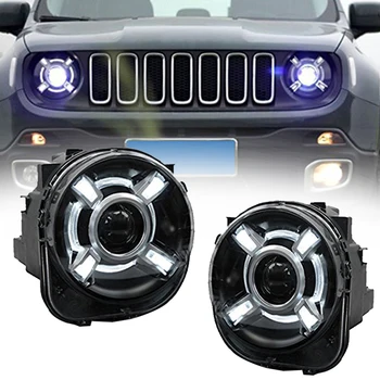 

Pair For Jeep Renegade 2015-2017 HID Headlight with DRL Xenon Projector Headlamps For Jeep Renegade HID H4 Head Lamp Headlights