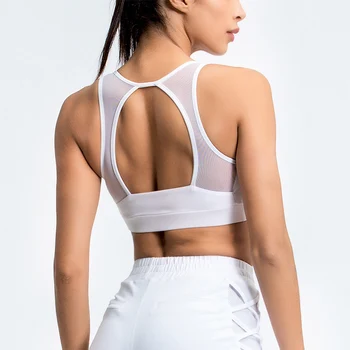 

Sexy White Black Grey Push Up Sports Bra Padding Crop Top For Fitness Wear Vest Gym Women's Running Top Female Short Brassiere