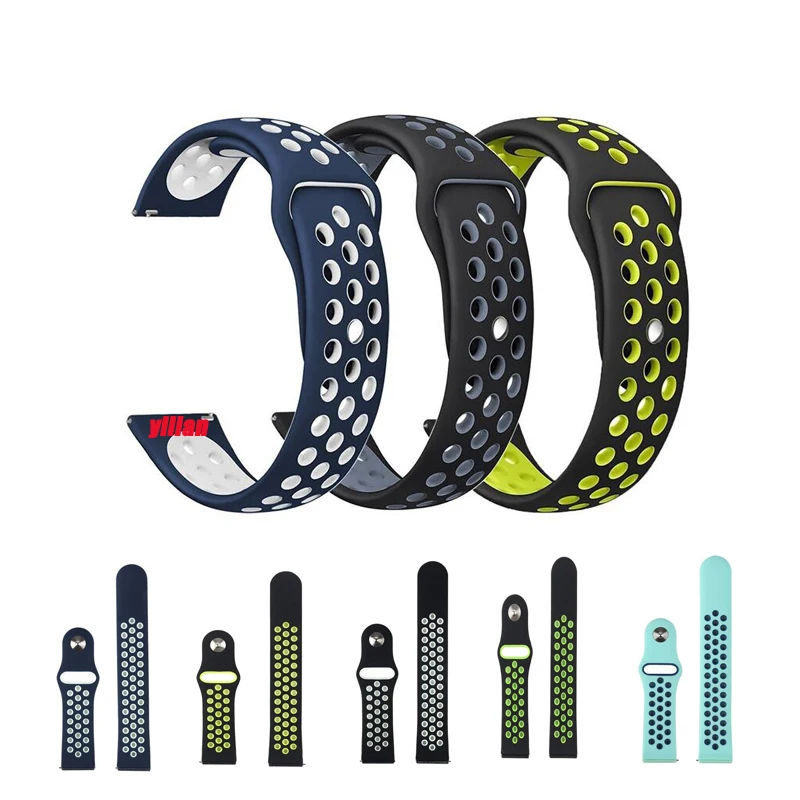 20 22 мм силиконовый ремешок для samsung galaxy 46 active 2 s2 s3 Sport Band amazfit 1 3 GTR GTS pace bip Huawei GT pro
