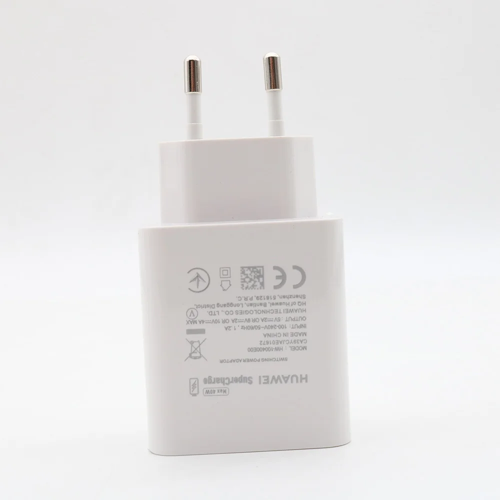 Оригинальное быстрое зарядное устройство Huawei 40 Вт Supercharge USB 10 в 4A адаптер 5A Type C
