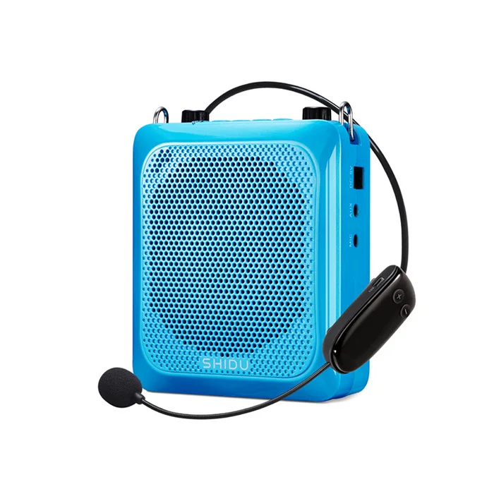 Blue US Plug SHIDU 25 Вт ультра портативный мини аудио Bluetooth динамик USB голосовой усилитель с UHF беспроводной микрофон для учителя туристический S28 - Цвет: Blue US Plug