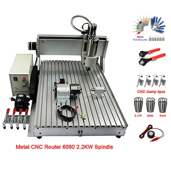 

Metal glass wood cnc router 4Axis VFD 2.2KW CNC 6090 milling machine USB PORT engraving router