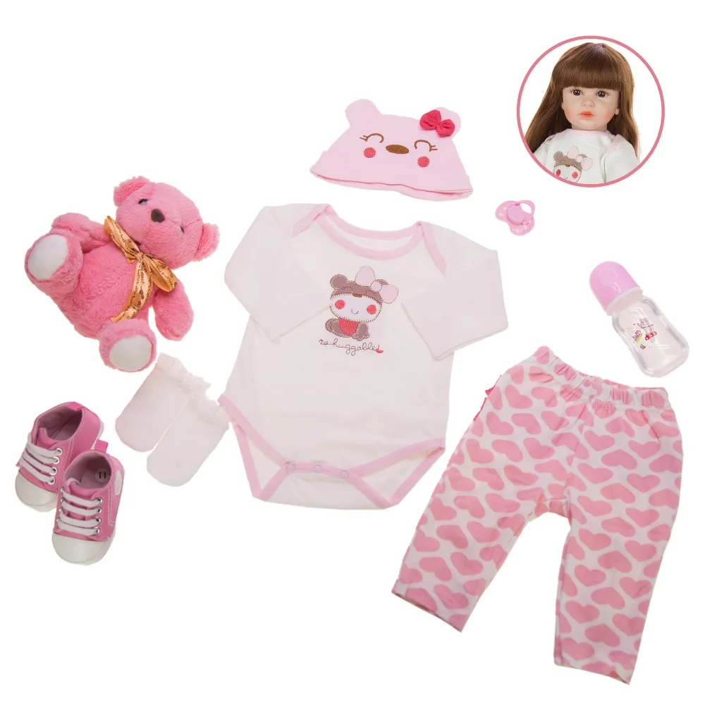 Прямые волосы 60 см bebe reborn кукла для маленьких девочек Мягкая силиконовая Реалистичная кукла для новорожденных Модная Кукла подарок
