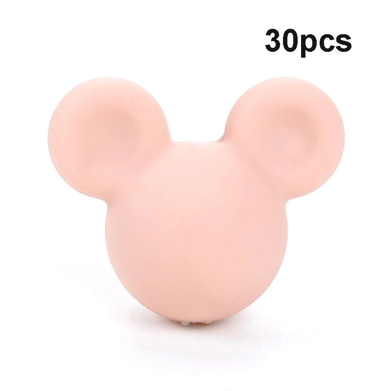 Peach LOFCA 30 шт силиконовые бусины для прорезывания зубов Микки детские бусины для прорезывания зубов силиконовые бусины пищевого качества BPA бесплатно DIY Изготовление ожерелий с подвесками - Цвет: Peach