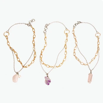 

2020 ZA Quartz Pendant Neckalce Women Fashion Korean Pink Srone Chain Necklace Summer Female Holiday Conch Necklace Wholesale